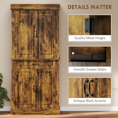 Tall Kitchen Cupboard, Kitchen Pantry Cabinet with Drawer, Shelves, Brown