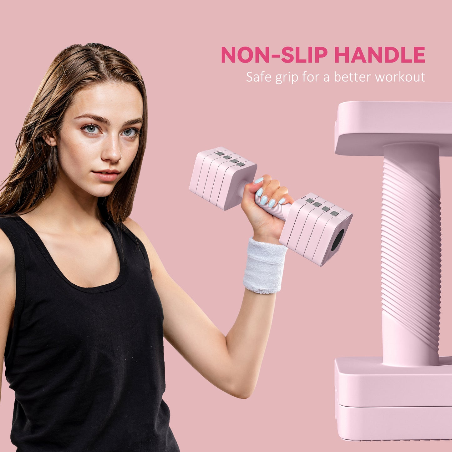 Adjustable Dumbbell Set of 2, Each 1/2/3/4/5 kg Weight, 5-in-1 Weights Dumbbells Set with Non-Slip Handle, Pink