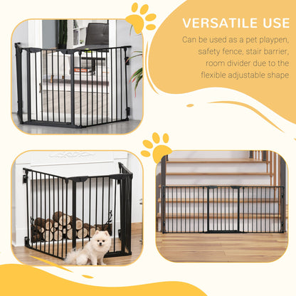 Pet Safety Gate, 3 Panels Playpen Fireplace, Foldable Metal Fence, Stair Barrier, Room Divider
