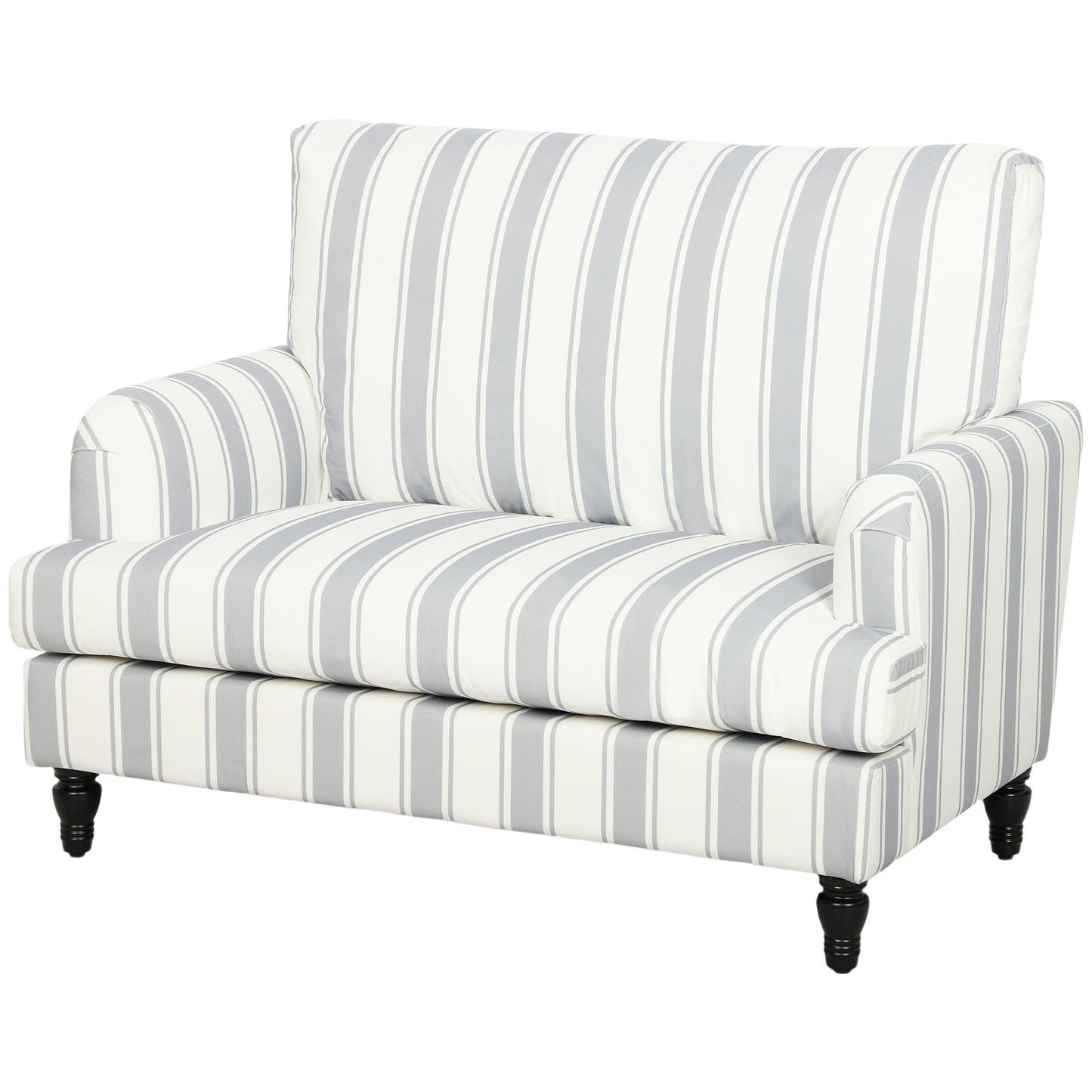 Velvet Single Sofa Armchair, Modern Accent Chair with Stripes, Turned Legs and Wide Seat, Grey