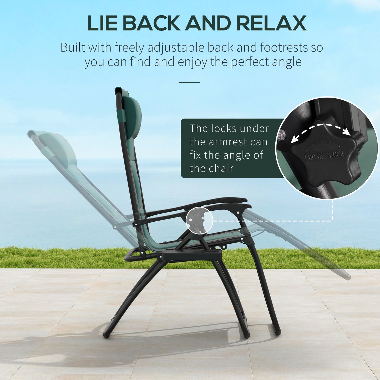 Zero Gravity Lounger Chair, Folding Reclining Patio Chair with Padded Seat, Cup Holder