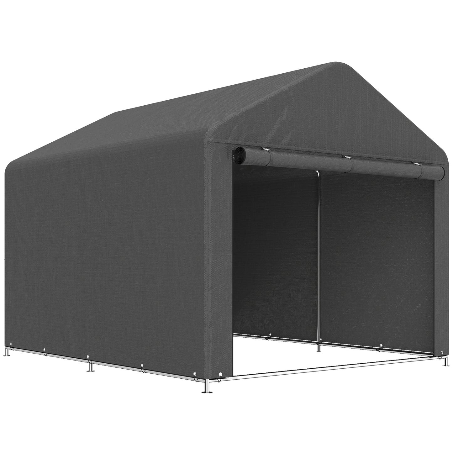 6.6 x 7.8ft Outdoor Garden Storage Shed, Waterproof Bike Tent with Roll-up Zipper Door, Galvanised Metal Frame