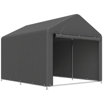 6.6 x 7.8ft Outdoor Garden Storage Shed, Waterproof Bike Tent with Roll-up Zipper Door, Galvanised Metal Frame