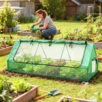 Portable Small Polytunnel, Mini Greenhouse with Mesh Windows for Indoor and Outdoor, 240x90x90cm, Green