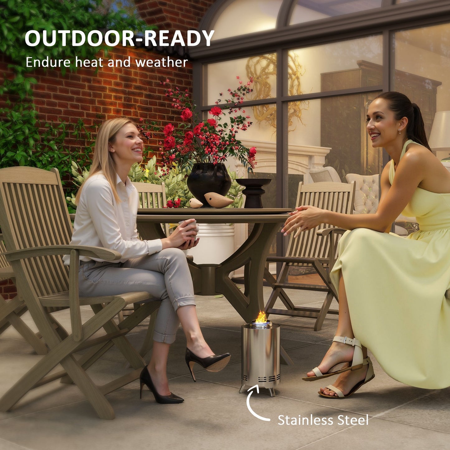 Smokeless Fire Pit, 16 x 16 cm Stainless Steel Portable Wood Burning Firepit with Poker
