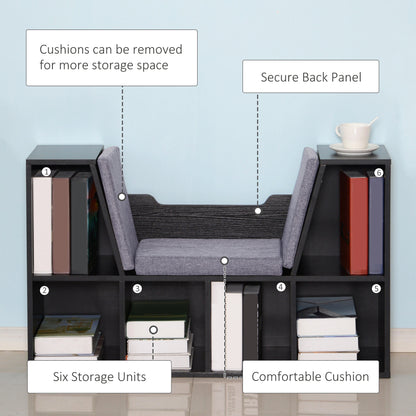 Bookcase with Cushioned Reading Seat – Black