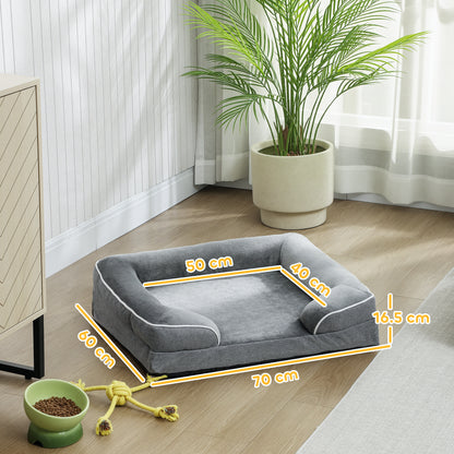 Dog Sofa Bed, Washable Pet Bed with Removable Cover and Non-Slip Bottom for Cats and Small Dogs, Grey