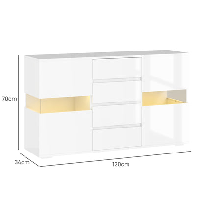 LED Light Sideboard - High Gloss White