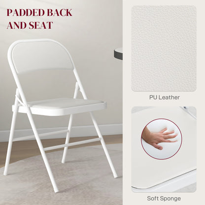 Set of Two Cushioned Folding Chairs - White