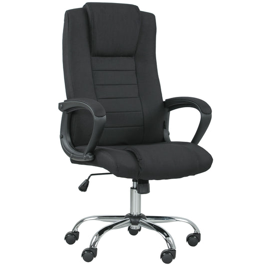 Linen-Look Swivel Office Chair - Black