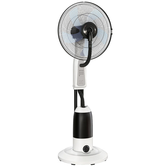 Pedestal Fan with Water Mist Spray 3 Speeds 2.8L Water Tank, White