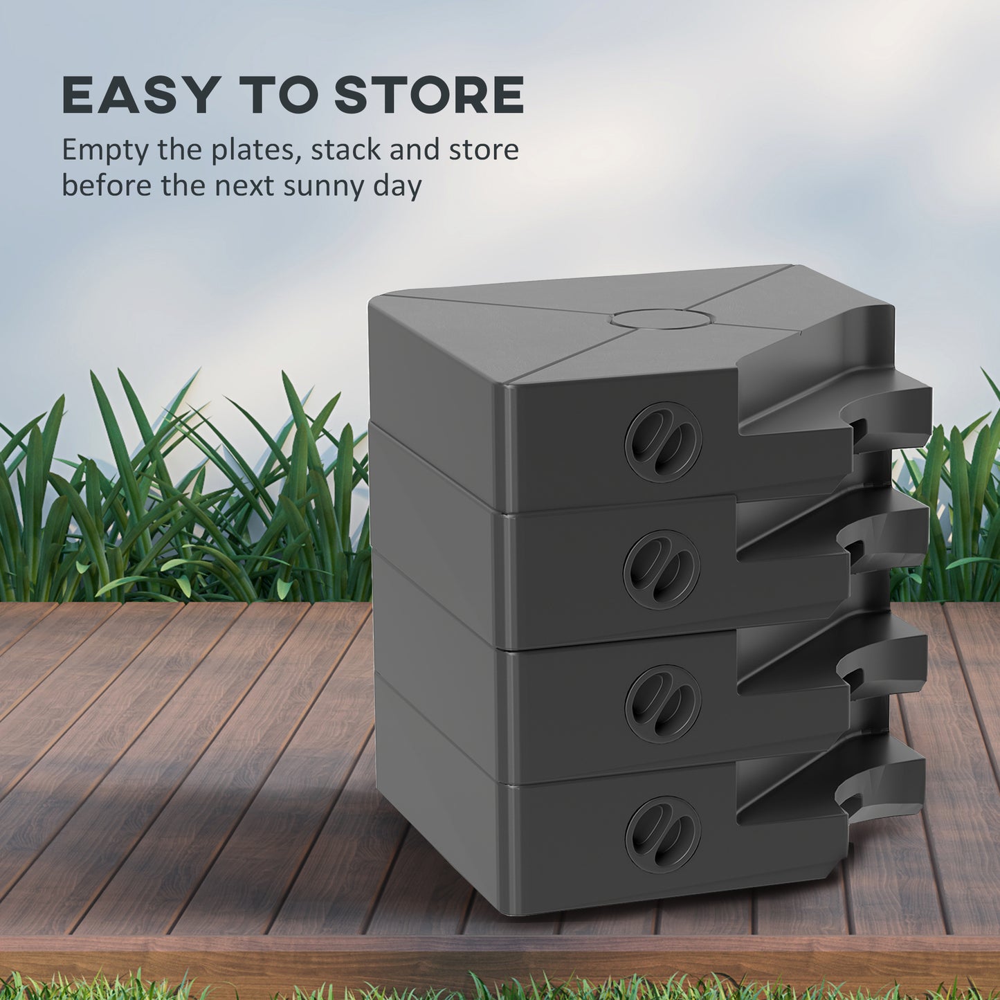 Umbrella Weights for Cantilever Parasols, Set of 4 Heavy Duty Parasol Base Weights, 64kg Sand or 55kg Water Filled, Black