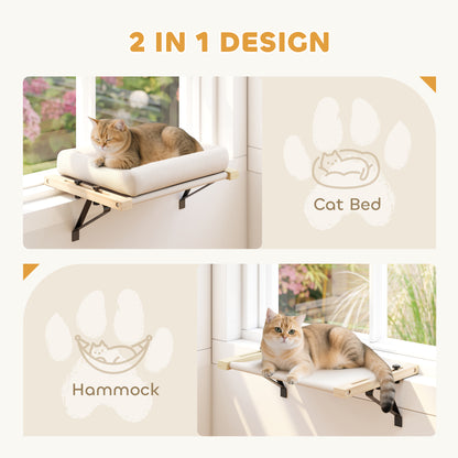Cat Radiator Bed, Adjustable Hanging Cat Hammock with Removable and Washable Cushion for Indoor Cats, Cream White