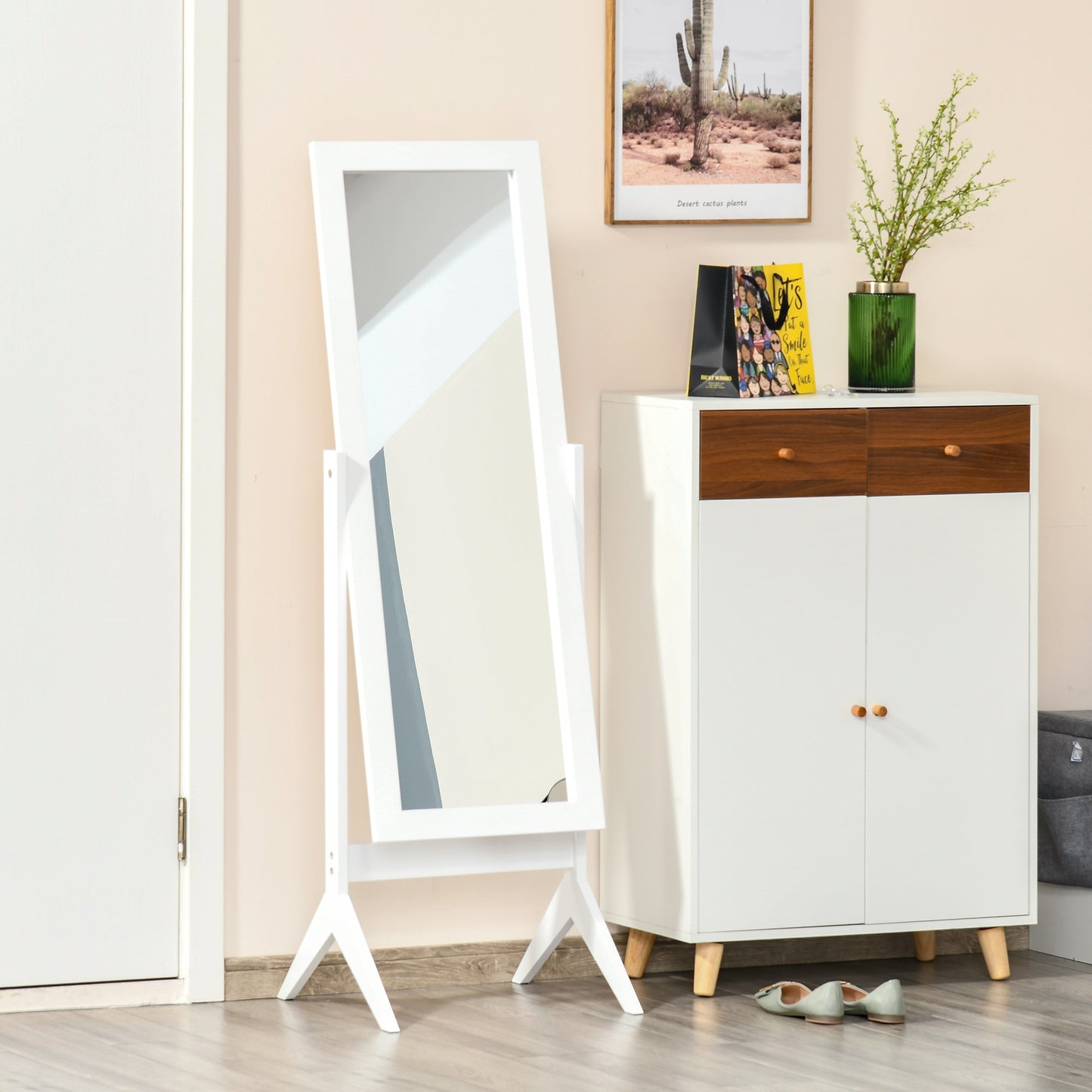 Full Length Mirror, Freestanding Adjustable Angle Dressing Mirror for Bedroom, Living Room, 148 x 47 cm, White