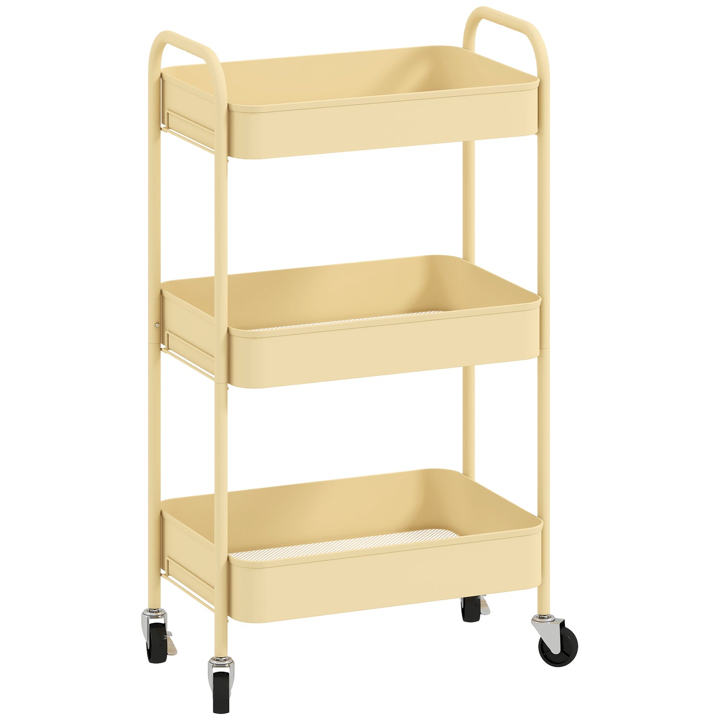 Three-Tier Steel Storage Trolley - Yellow