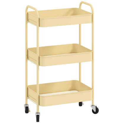 Three-Tier Steel Storage Trolley - Yellow