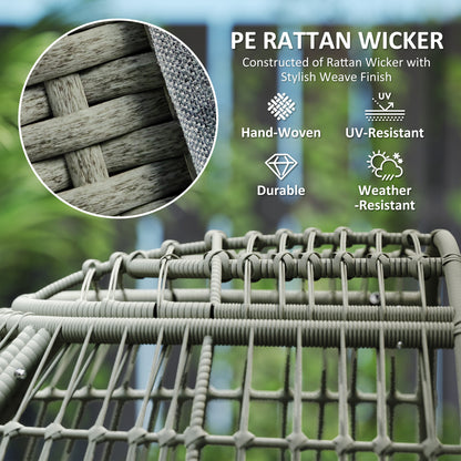 Rattan Egg Chair with Cushions and Pillows, Charcoal Grey