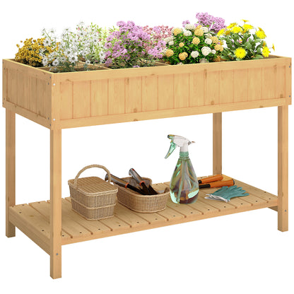 Garden Wooden Planters, Rectangular 8 Compartment Plant Stand, Oak Tone