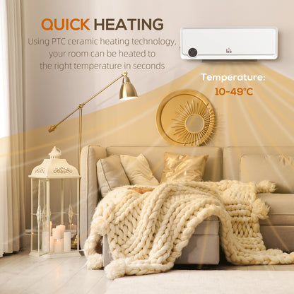 Wall Downflow Heater 2 Heat and Fan 1000W/2000W, Electric Space Heater with Timer Remote Oscillating
