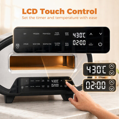 Electric Pizza Oven, 12 Inch Pizza Maker with 8 Preset Modes and Ceramic Stone, 2200W