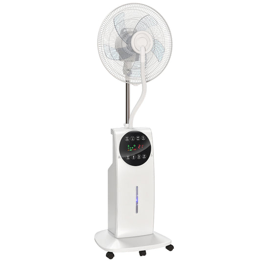 135cm Pedestal Fan with Water Mist Spray Humidifying Misting Fan, White