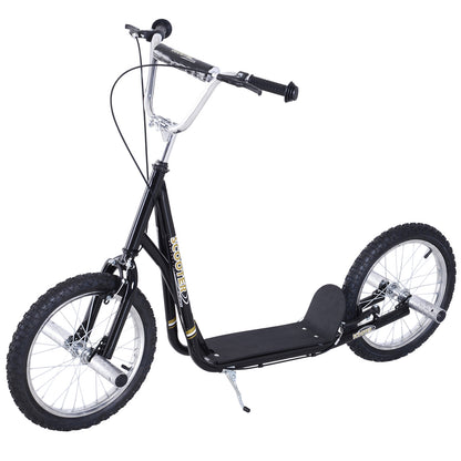 Stunt Scooter, Kids Scooter with 16" Big Wheels, Adjustable Height, Dual Brakes, for Ages 5+ Years, Black