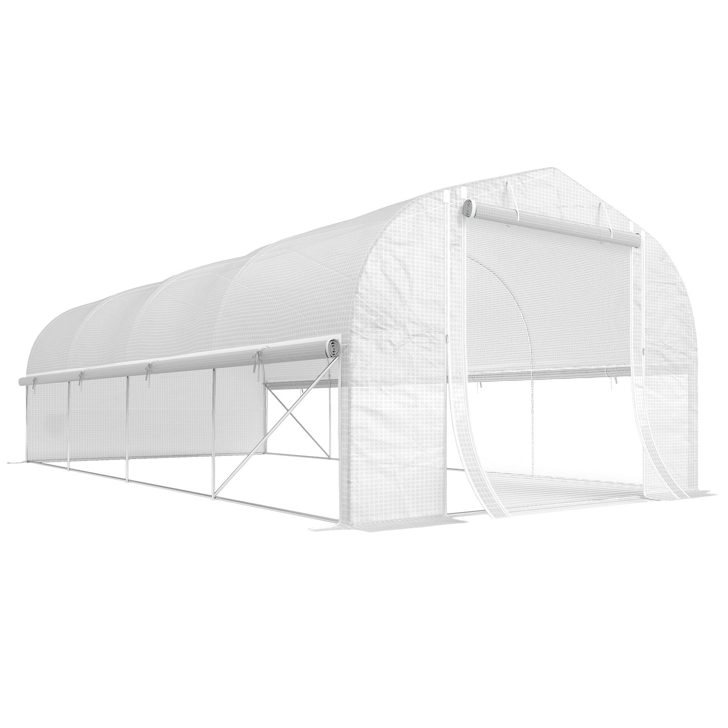 19.5 x 9.8ft Tunnel Greenhouse, with Accessories - White