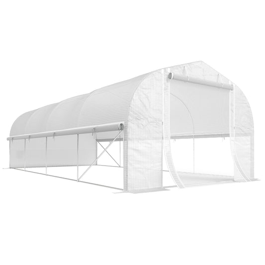 19.5 x 9.8ft Tunnel Greenhouse, with Accessories - White
