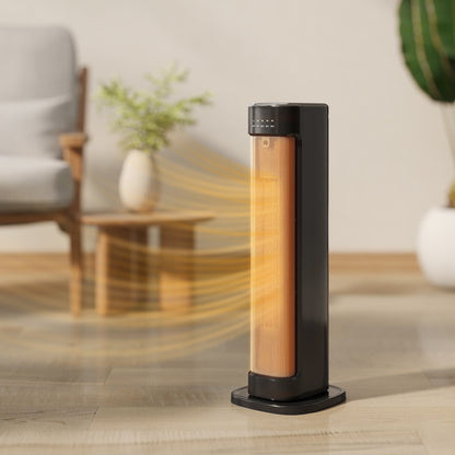 2000W Ceramic Electric Heater with 3 Heat Settings, Timer - Black