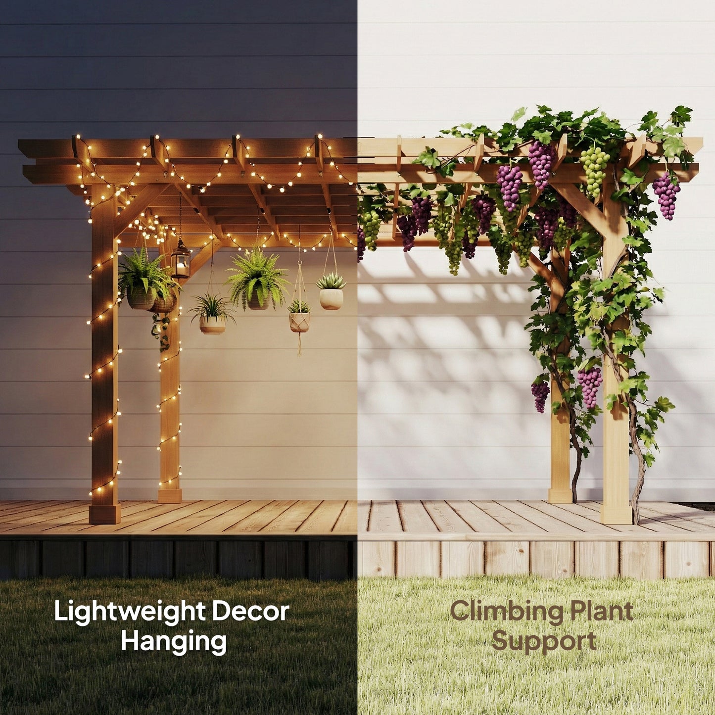 Graden Pergola Kit, Wooden Pergola Gazebo Grape Trellis with Stable Structure, 3.6 x 3.6m, Dark Brown