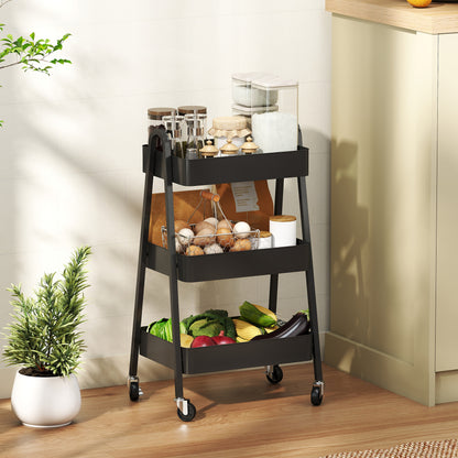 Three-Tier Storage Trolley - Black