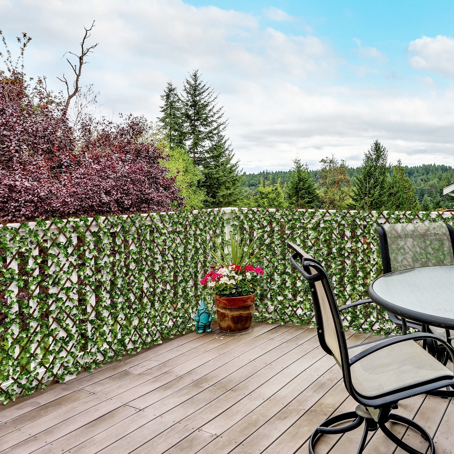 2pc Expanding Garden Trellis, 2 x 1m Faux Decorative Privacy Fence with Artificial Leaves