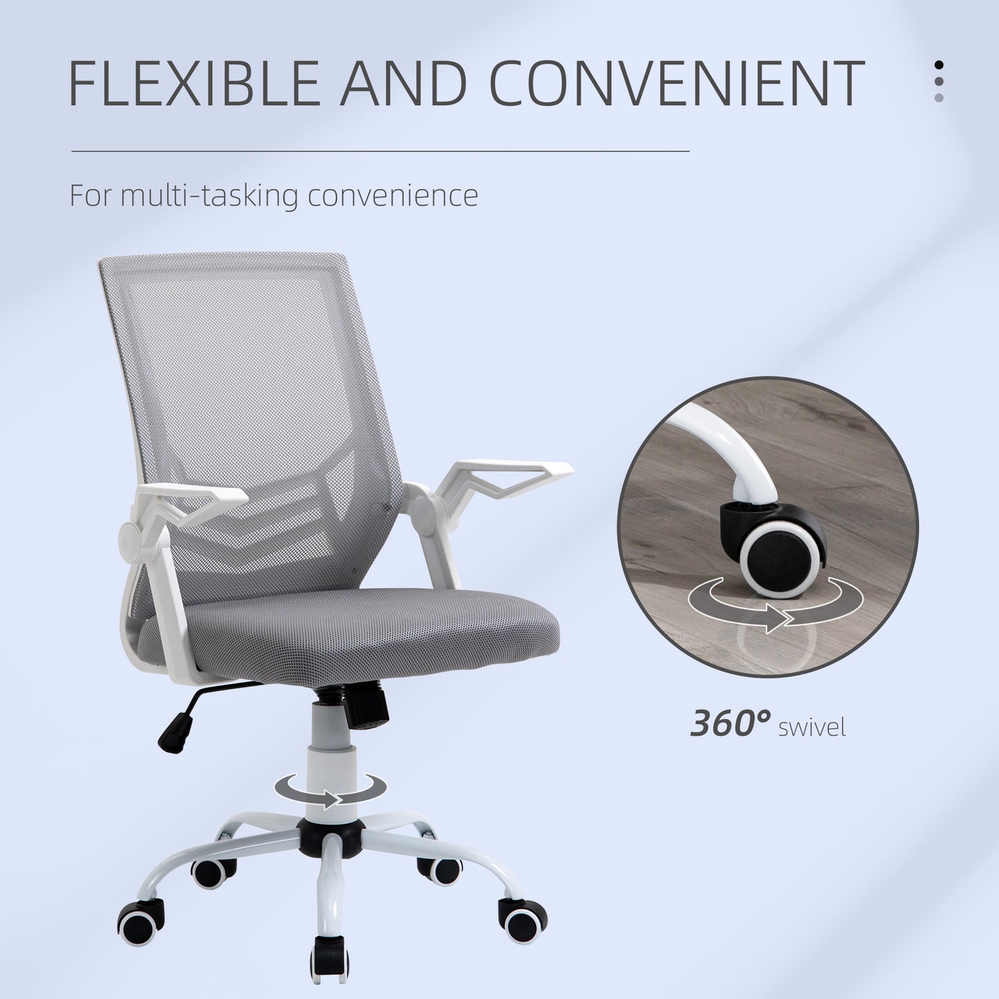 Office Chair with Flip-up Armrest, Mid Back Desk Chair with Mesh Back, Lumbar Support, Adjustable Height
