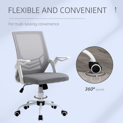 Office Chair with Flip-up Armrest, Mid Back Desk Chair with Mesh Back, Lumbar Support, Adjustable Height