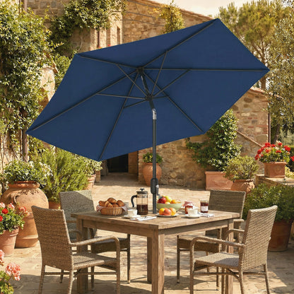 2.6 m Garden Parasol Umbrella with Aluminium Pole, Outdoor Patio Umbrella with Tilt and Crank, Vent, Navy Blue