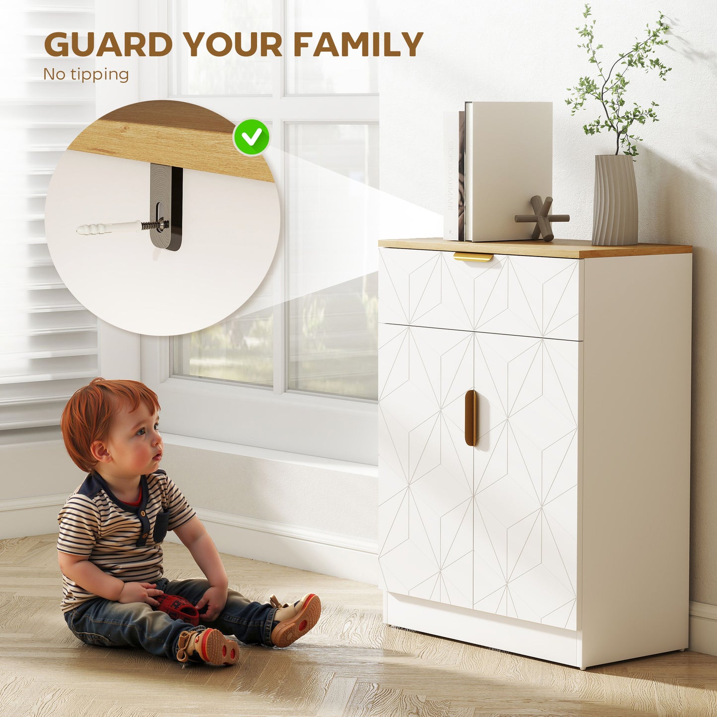 Sideboard Storage Cabinet, Modern Storage Cupboard with Drawer and Adjustable Shelf for Living Room, Kitchen, Dining Room
