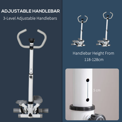Adjustable Twist Stepper Aerobic Ab Exercise Fitness Workout Machine w/ LCD Screen, Height Adjust Handlebars for Home Gym