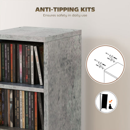 Set of 2 CD Media Display Shelf Unit Tower Rack with Adjustable Shelves, Cement Grey
