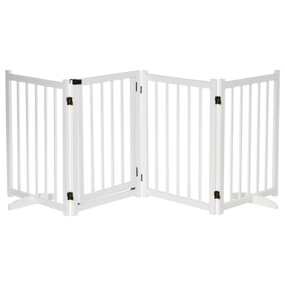 Wooden Dog Gate, Dog Fence Indoor, 80 cm Tall Freestanding Pet Gate for Small and Medium Dogs with 4 Panels, 2 Support Feet