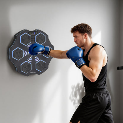 Music Boxing Machine, Smart Bluetooth Boxing Machine Wall Mounted with 9 Speeds & Modes, LED Lights, Punching Pad for Adults