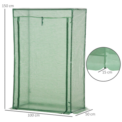 100 x 50 x 150cm Tomato Greenhouse Steel Frame PE Cover with Roll-up Door Outdoor for Backyard, Balcony, Garden, Green