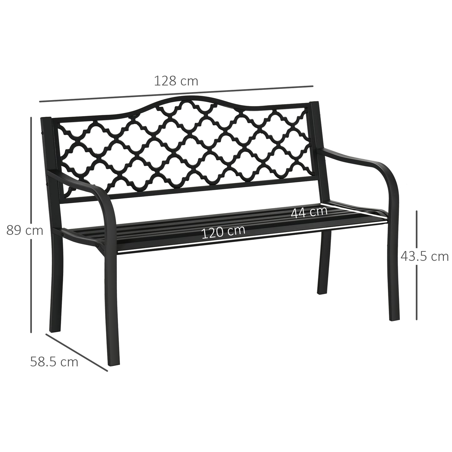 2-Seater Garden Bench Antique Loveseat for Yard, Lawn, Porch, Patio, Steel