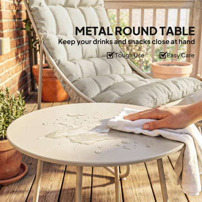 Bistro Set for Garden, 3 Piece Outdoor Table and Chair with Footstool and Removable Cushions, Comfy Balcony Furniture