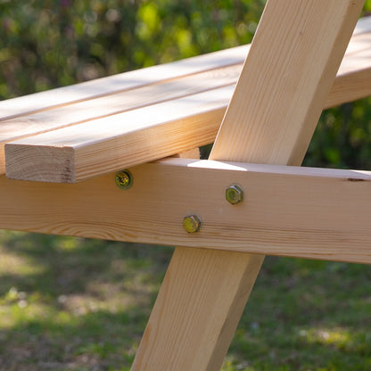 6 Seater Wooden Picnic Table Bench for Outdoor Garden or Patio with Parasol Cutout 150 cm Natural Wood Finish