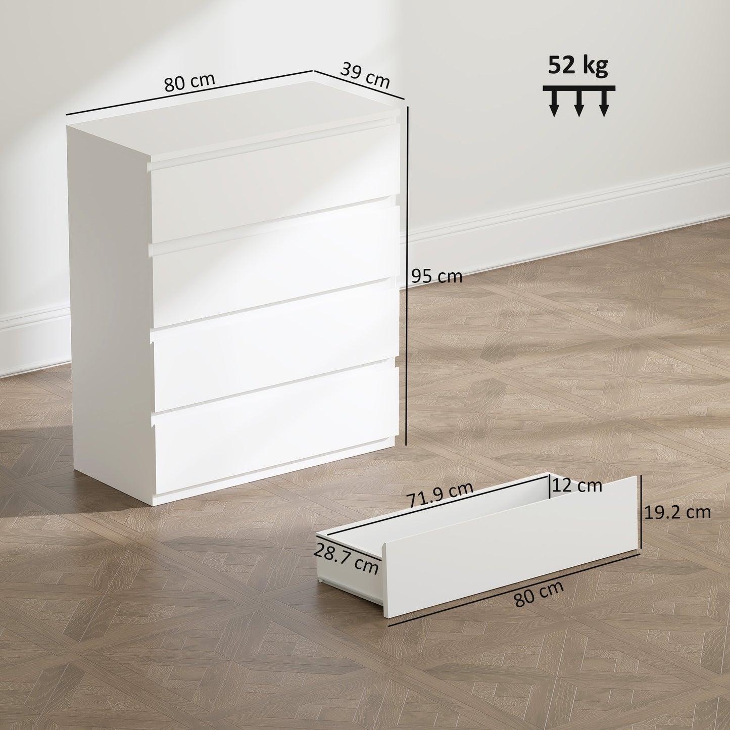 Chest of Four Drawers - White