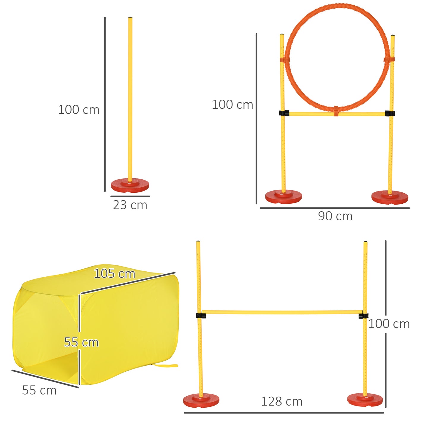 Dog Agility Equipment Portable Pet Training Obstacle Set for Dogs 5 Pieces w/ Adjustable High Jumping Pole, Jumping Ring