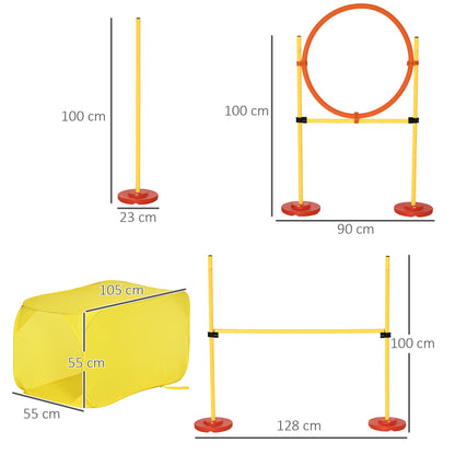 Dog Agility Equipment Portable Pet Training Obstacle Set for Dogs 5 Pieces w/ Adjustable High Jumping Pole, Jumping Ring