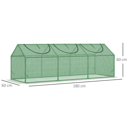 Mini Greenhouse, Small Plant Grow House for Outdoor with Durable PE Cover, Observation Windows, 180 x 60 x 60 cm, Green
