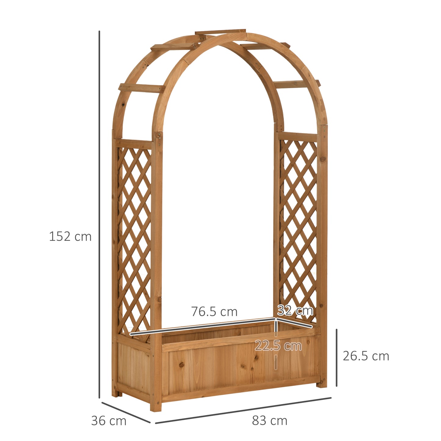 Raised Garden Bed with Arch Trellis, Freestanding Garden Planter Box for Vine Climbing Plant Flower Herb, Brown