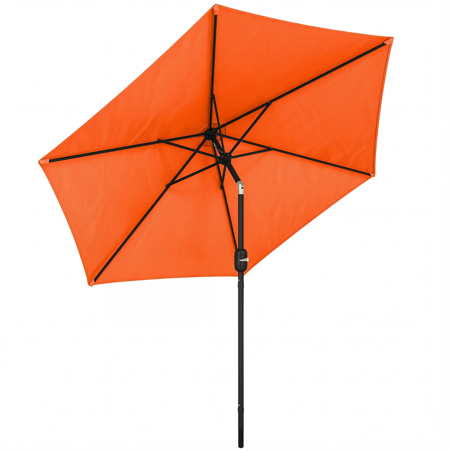 2.6 m Garden Parasol Umbrella with Aluminium Pole, Outdoor Patio Umbrella with Tilt and Crank, Vent, Orange